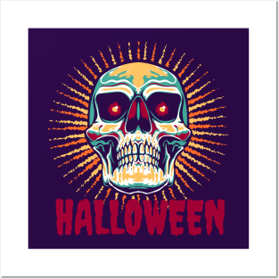 halloween skull Posters and Art